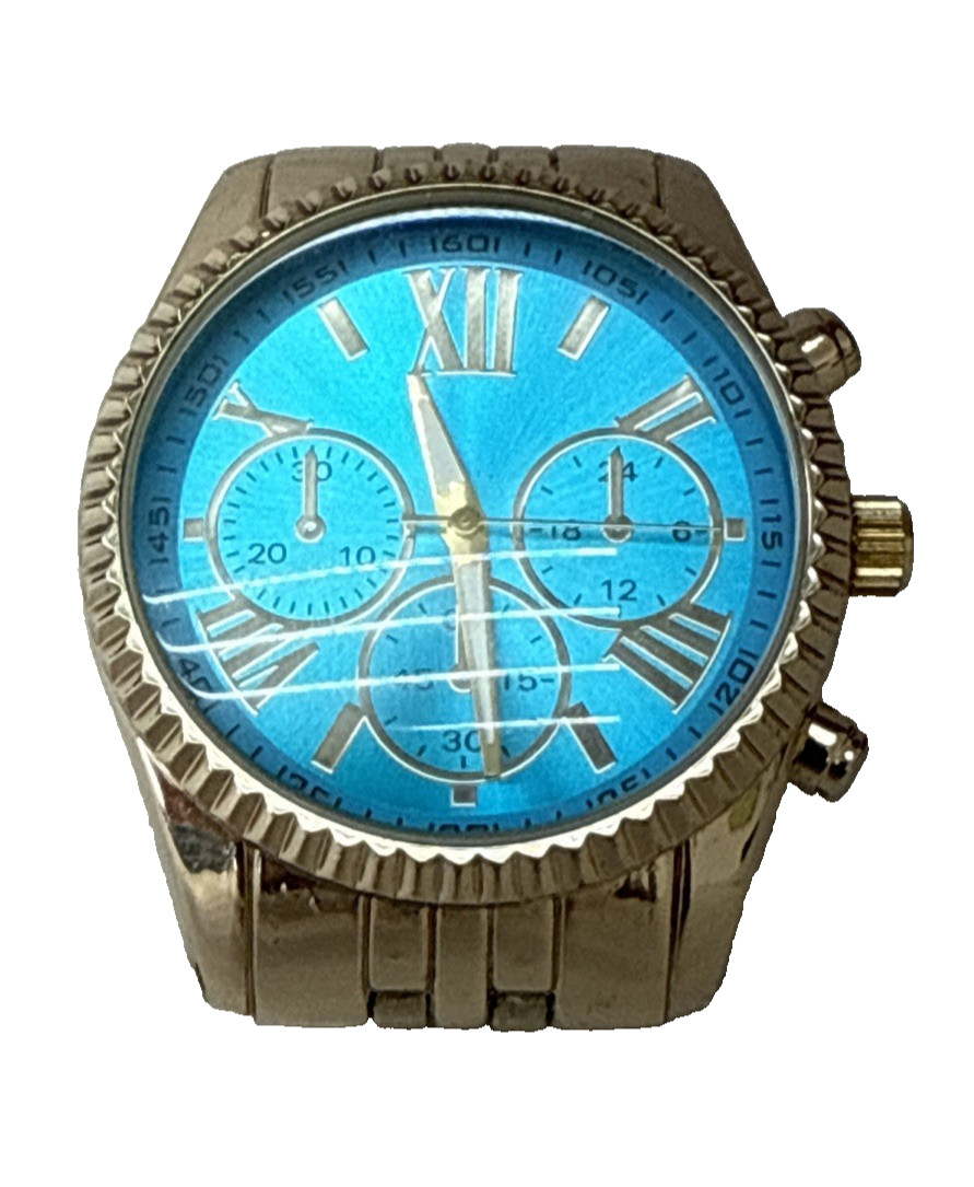 Accutime Watch Corp Gold Tone Blue Dial Chronograph Style Watch WM042915 – 1115