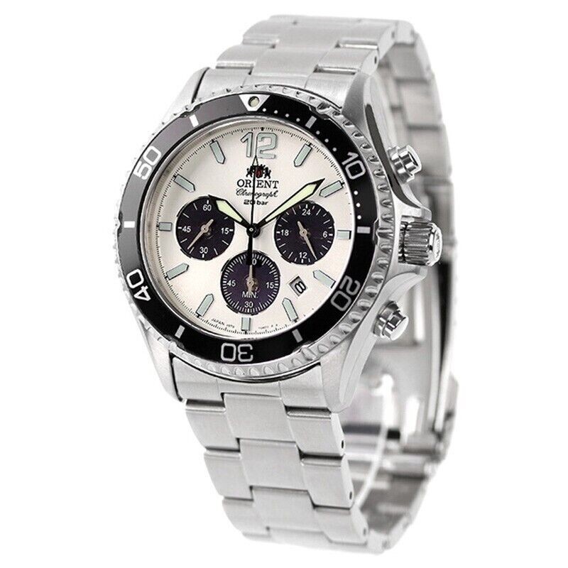 Orient Mako Solar Panda RN-TX0203S Chronograph Solar Men Wristwatch New in Box