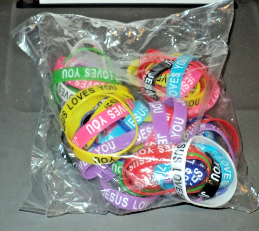 JESUS LOVES YOU Silicone Bracelets: BRAND NEW SEALED: Wristbands for All Ages