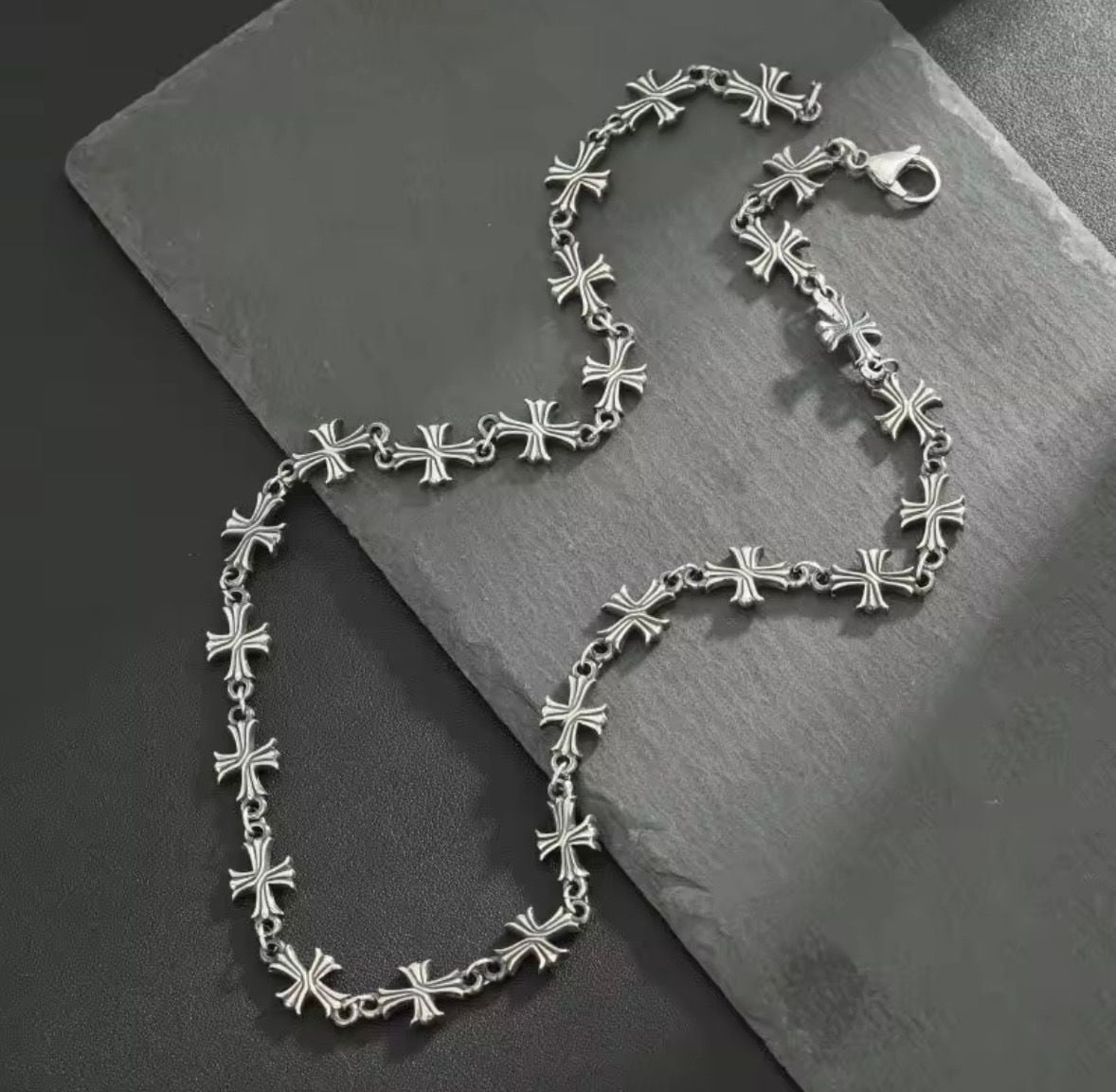 Unisex Style Gothic Multi-Cross Link Chain Necklace