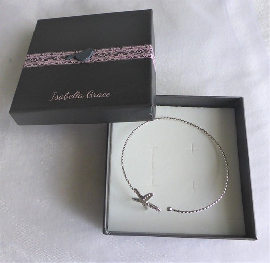 Isabelle Grace Black Ginger Starfish Bracelet Metal Diamante Jewellery Gift Box