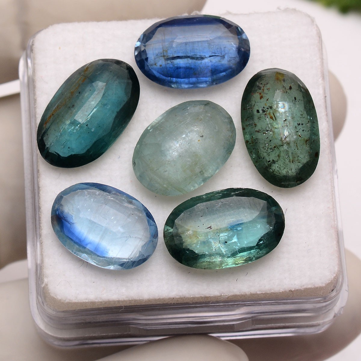 Set Of 6 Pcs Natural Kyanite Untreated Oval Faceted Cut Untreated Gemstones Lot