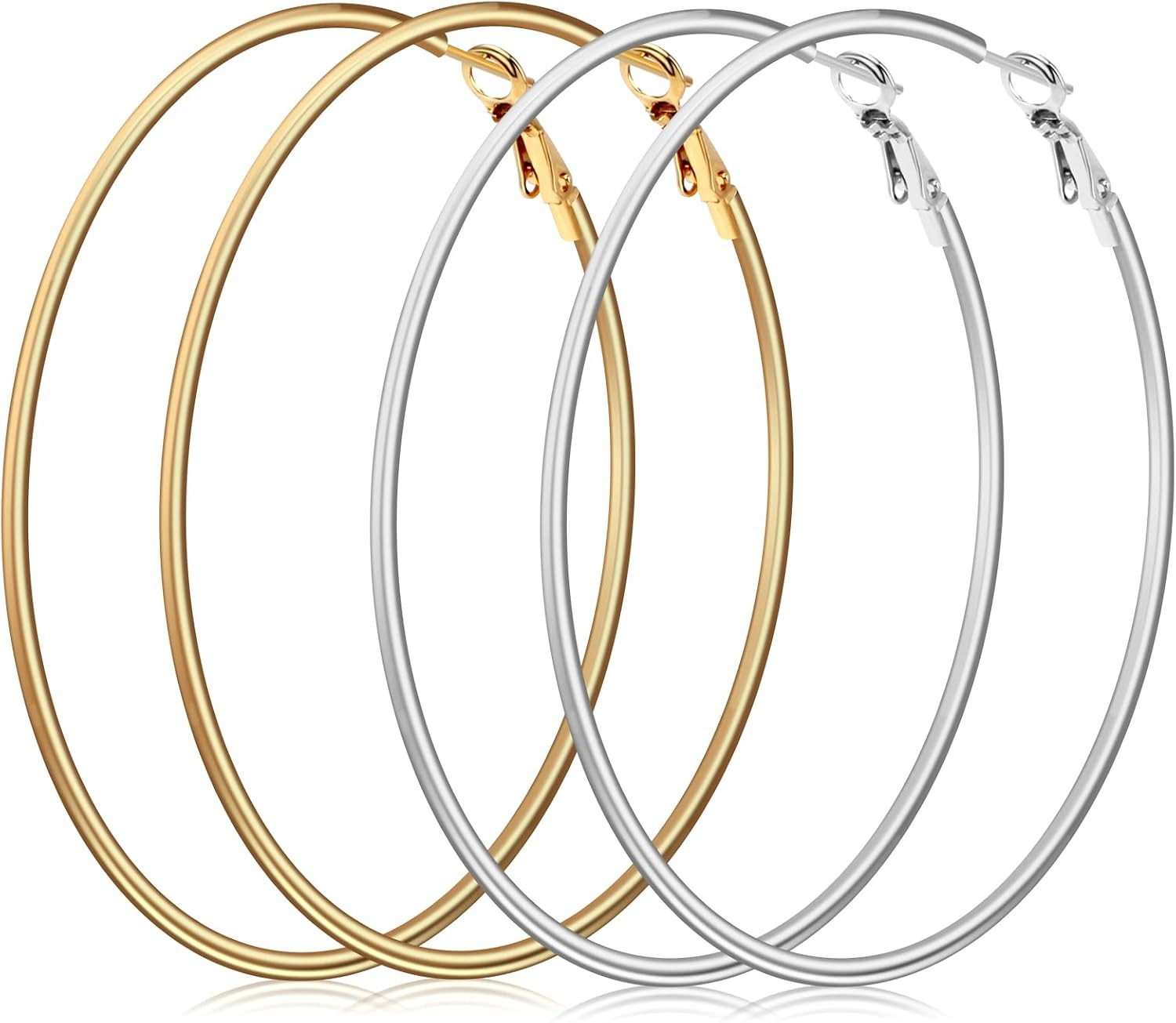 70Mm Large Hoop Earrings for Women, Silver Gold Stainless Steel Big Hoops | 14 G