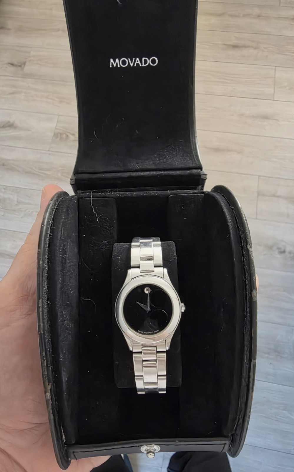 Movado Stainless Steel Sapphire Crystal w/ Black Face Wrist Watch