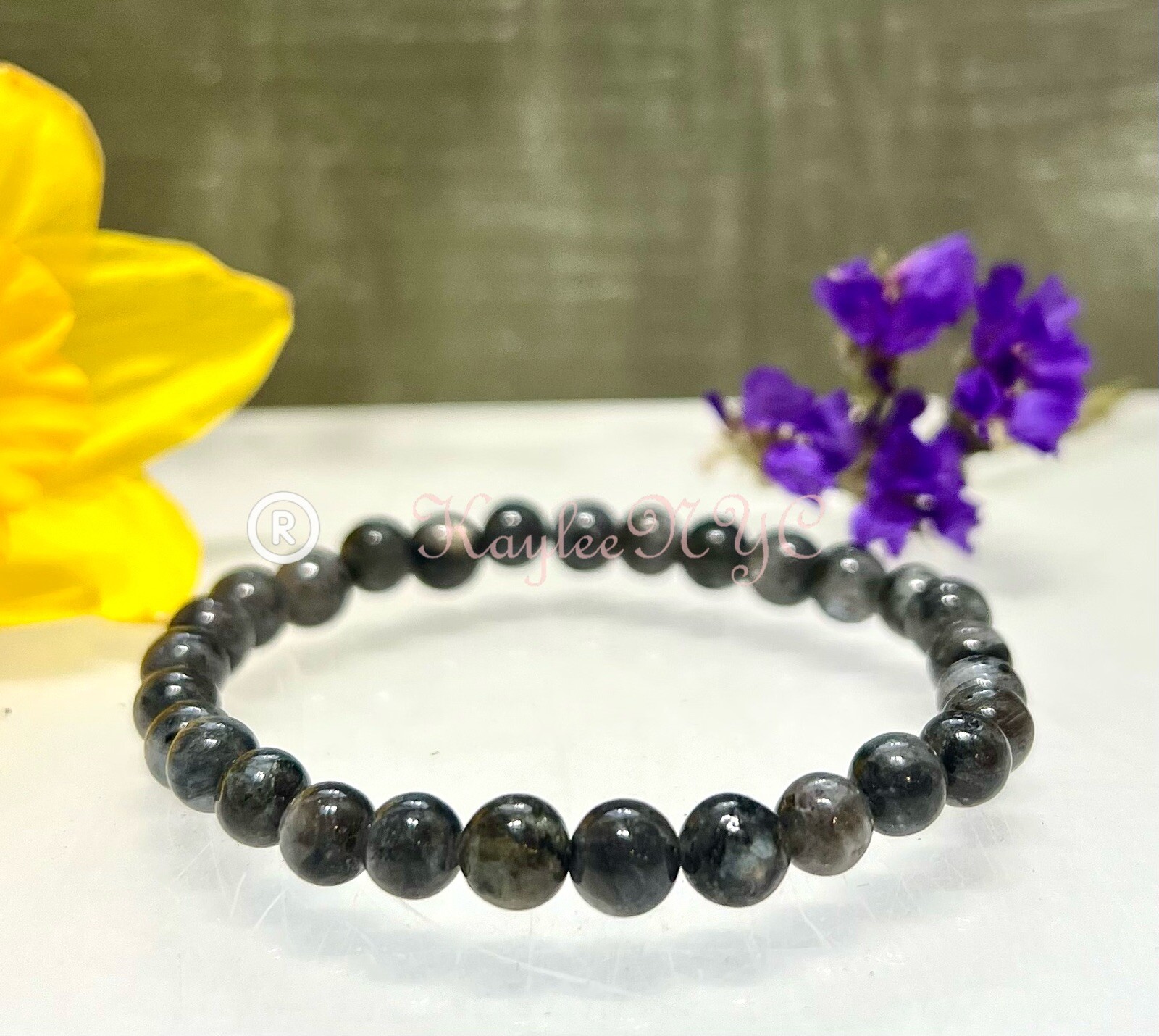 Wholesale 6 Pcs Natural Larvikite 6mm 7.5” Stretch Bracelet Crystal