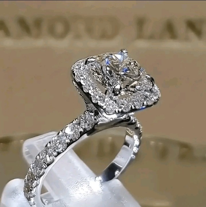 Silver-Plated Zinc Square-Cut Ring With Round White/Colorless Stone Inlay Size 5