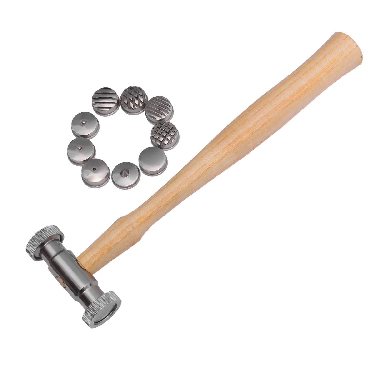 9 in 1 Texturing Hammer 8oz Interchangeable Heads Jewelry Metal Stamp Tool 9.5