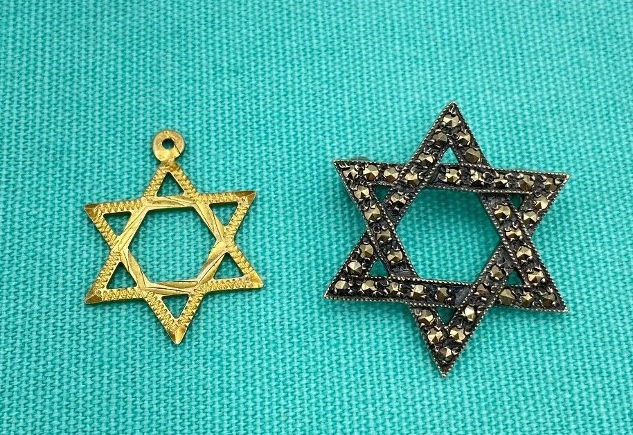 Two Star of David Sterling Silver ACI & ST 925 Pendant Brooch