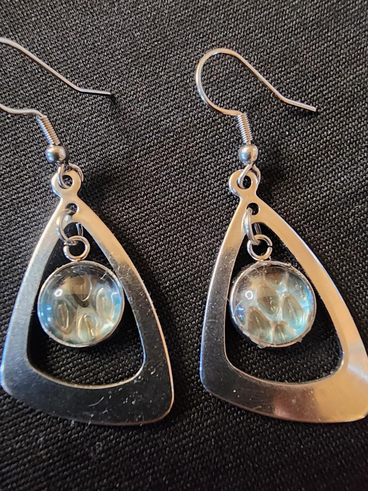 Brand New Handmade Snake Shed Skin Jewelry earrings blue sliver hook