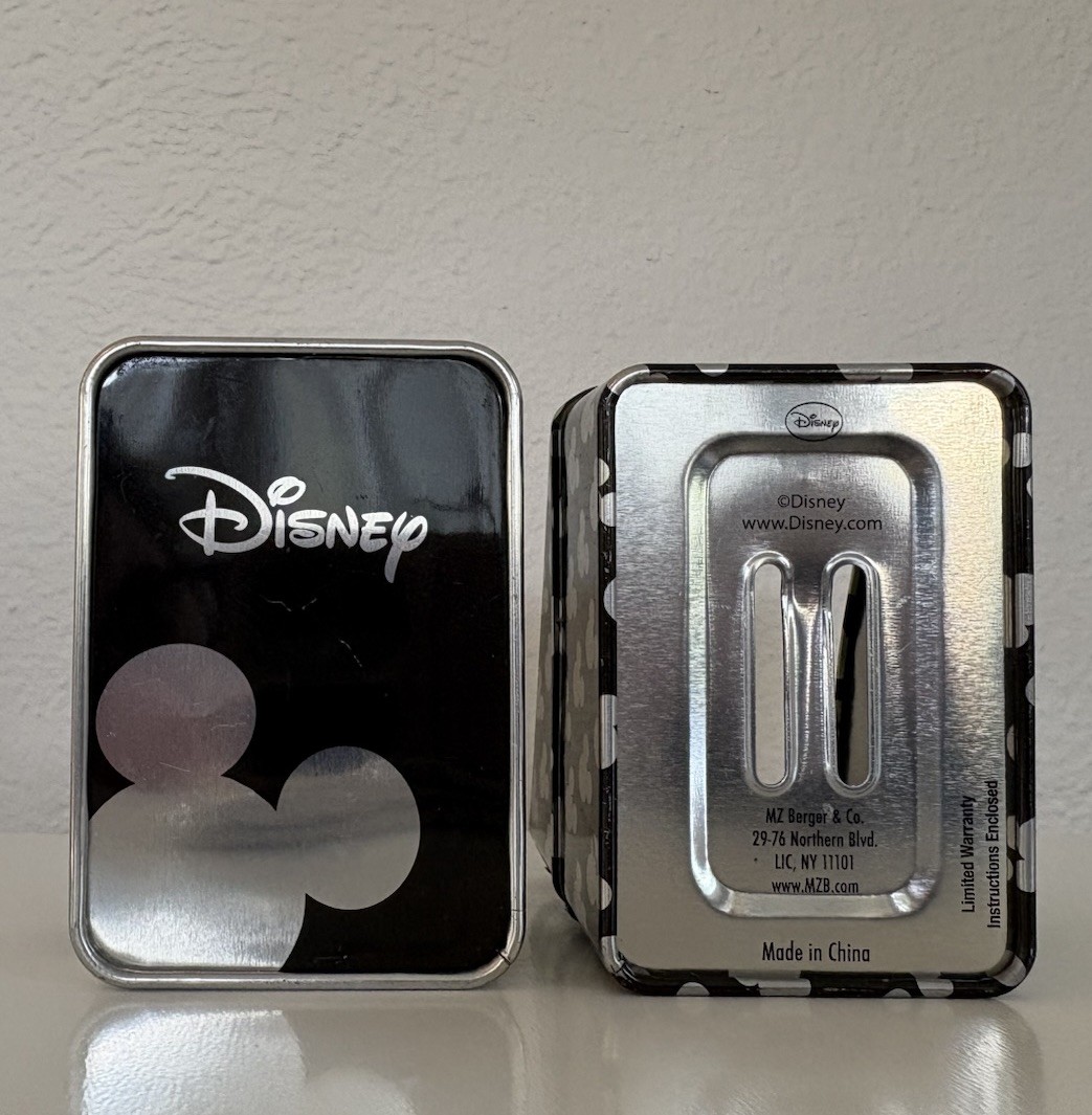 Disney Mickey Mouse Women’s Quartz Analog 100m Silver Bracelet Watch w/ Tin Box