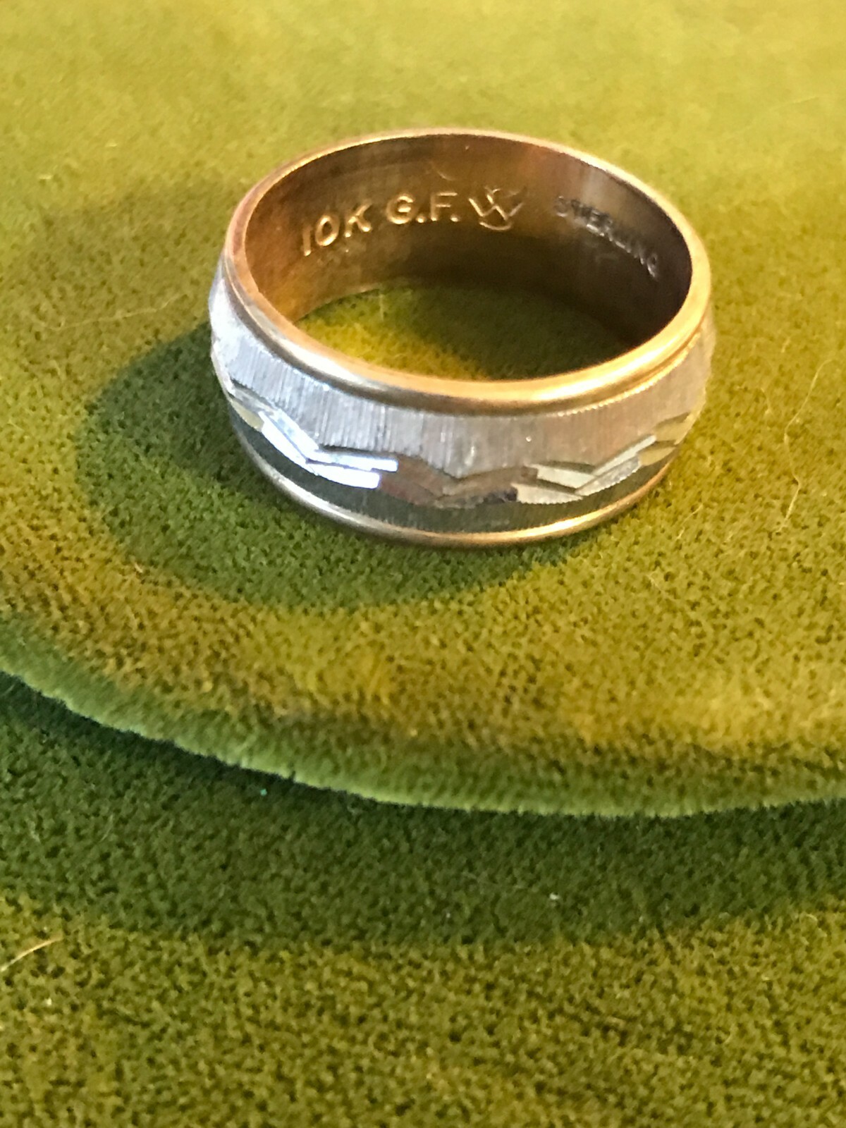 Vintage Stamped 10kt Gold Filled & Sterling Silver Ring Band Sz 6 WS JD Schlang