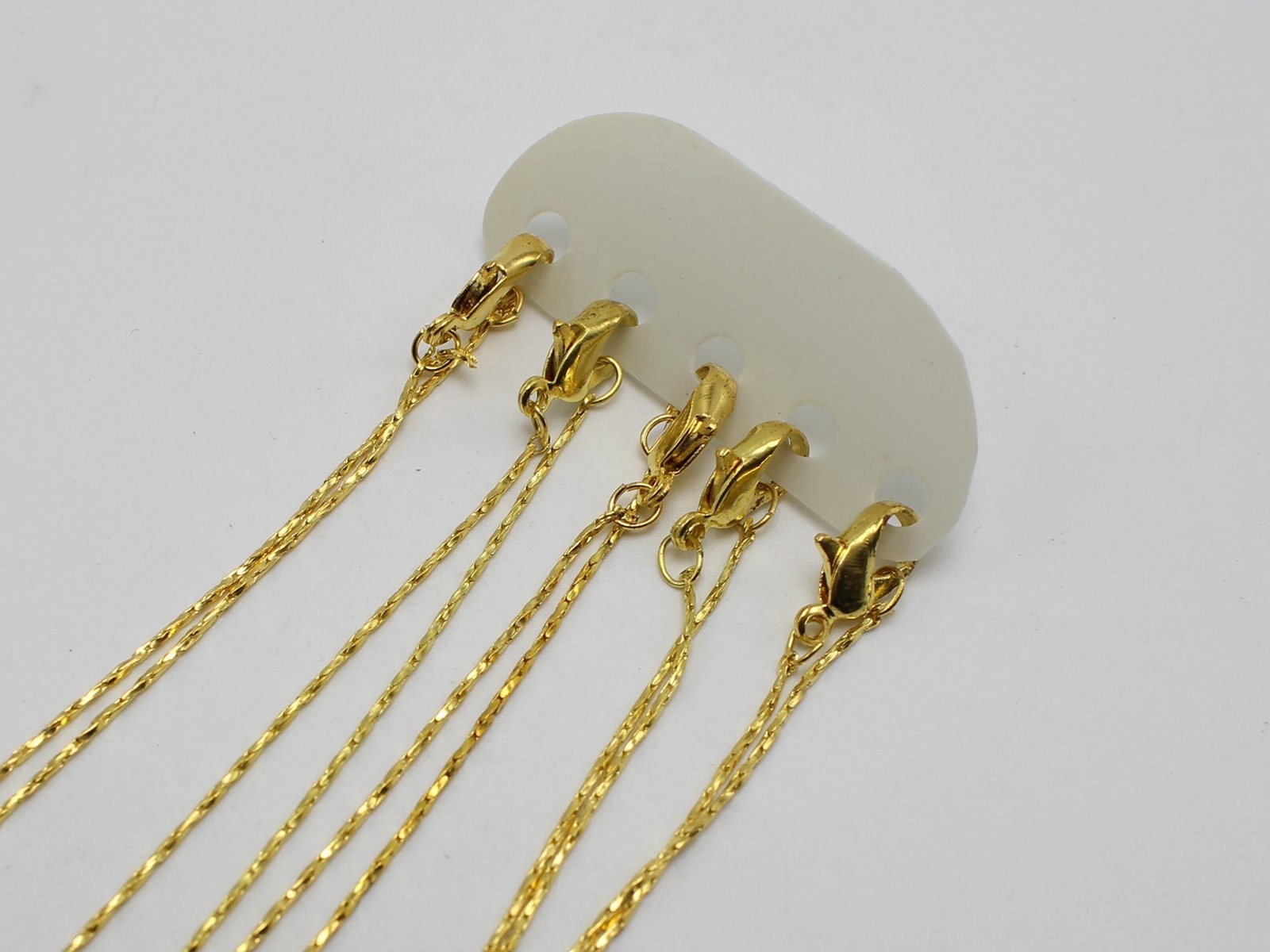 12 Golden Plated Link Snake Chain Finished Necklace 0.8mm 16″ with Lobster Clasp