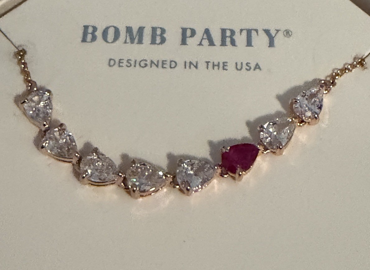 Bomb Party July 2023 Retro Necklace “Suddenly In Love “ Rose Gold Plating