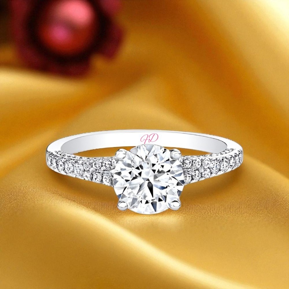 Diamond Ring Wedding Gold Lab Grown Round Cut 14k White IGI Womens 1.36 Carat