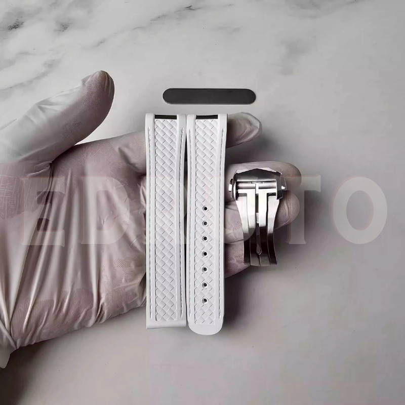 20 mm 21 mm Fluorine White Rubber Strap Fits Omega Seamaster Aqua Terra