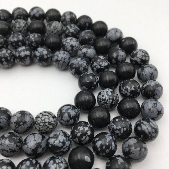 Snowflake Obsidian Smooth Round Beads 2mm 4mm 6mm 8mm 10mm 12mm 15.5″ Strand