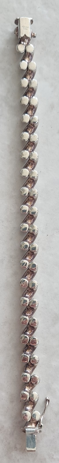 Italian 925 Sterling Silver San Marco Link Bracelet 7.25” Push Lock Safety