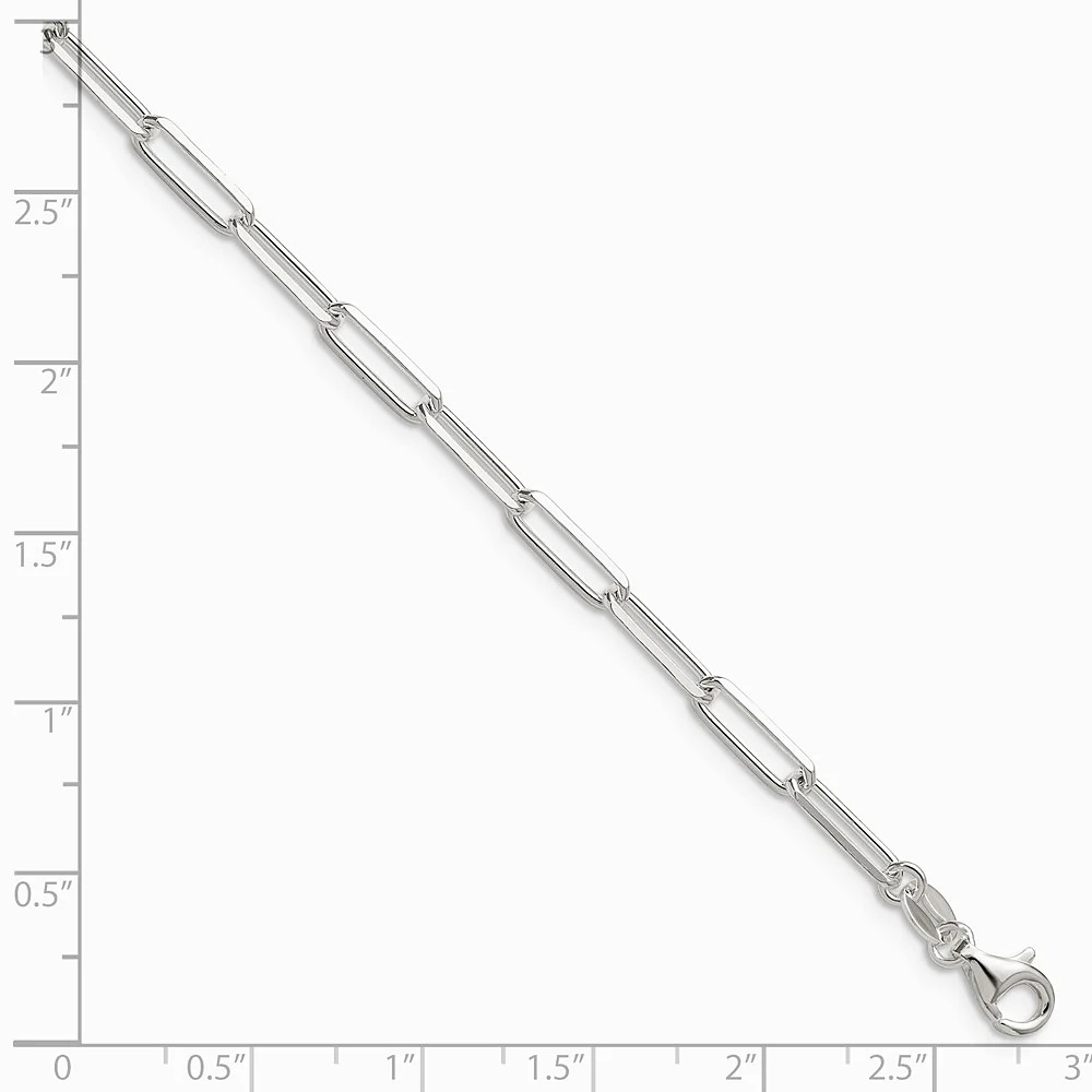 Sterling Silver 3.5mm Diamond-Cut Paperclip Chain Bracelet 7″-8″