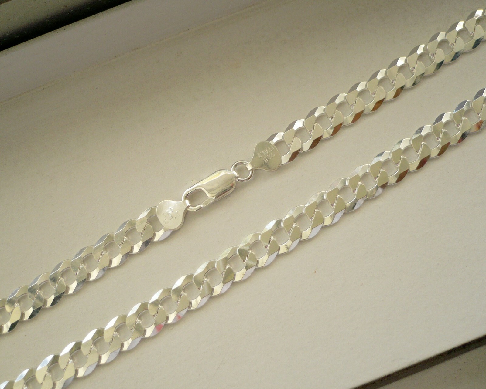 7mm -10.8mm 925 STERLING SILVER MEN’S WOMEN’S flat CUBAN LINK CHAIN OR BRACELET