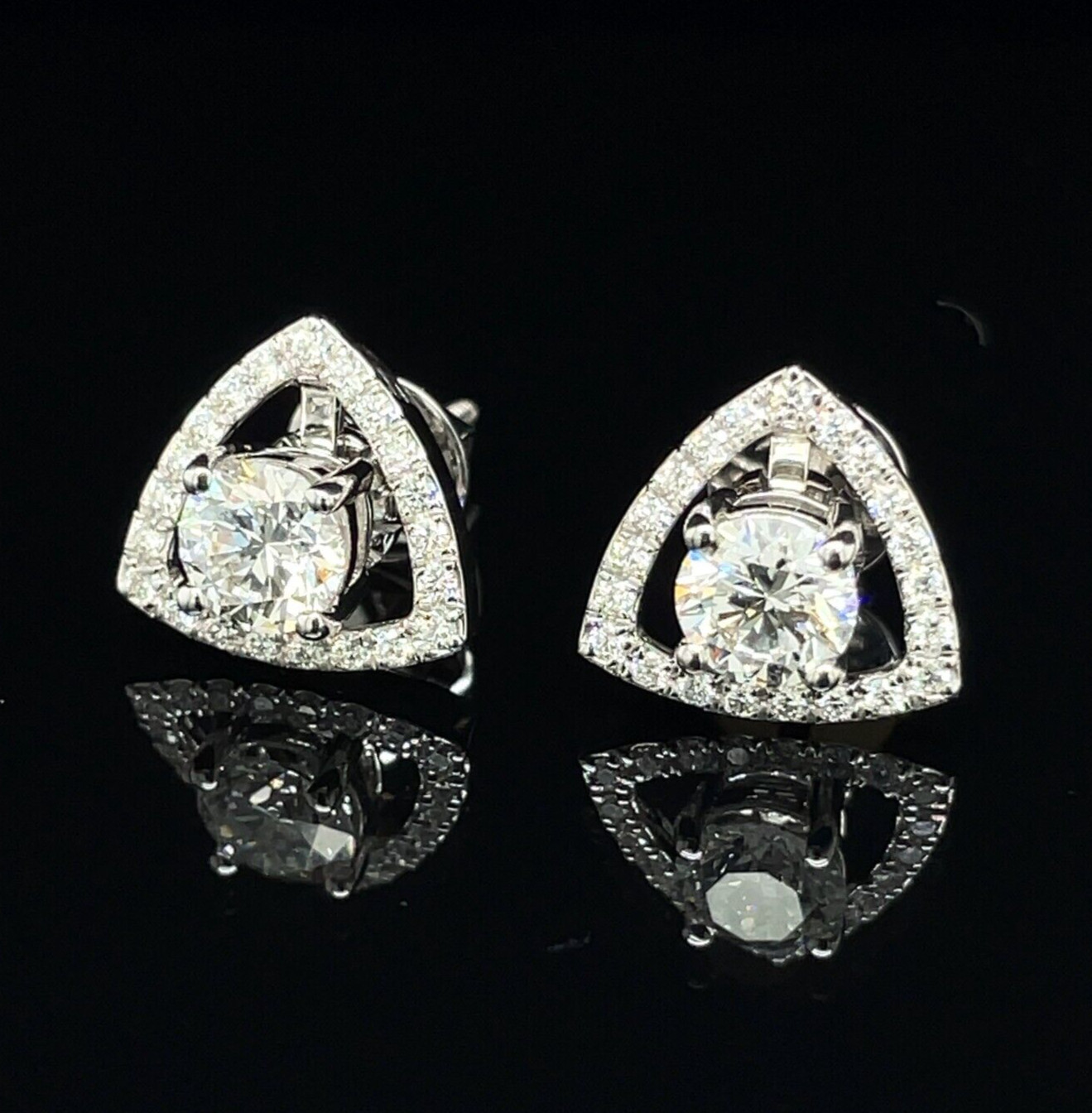 Convertible Lab Grown Diamond Changeable Stud Earrings – 10K White Gold Danglers