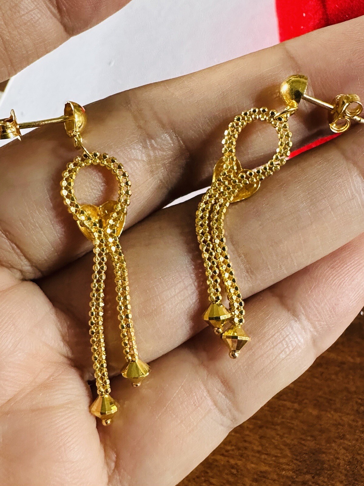 22CT 22K 916 Real Fine Gold Women’s Dangle Balls Beads Earring 5.1g