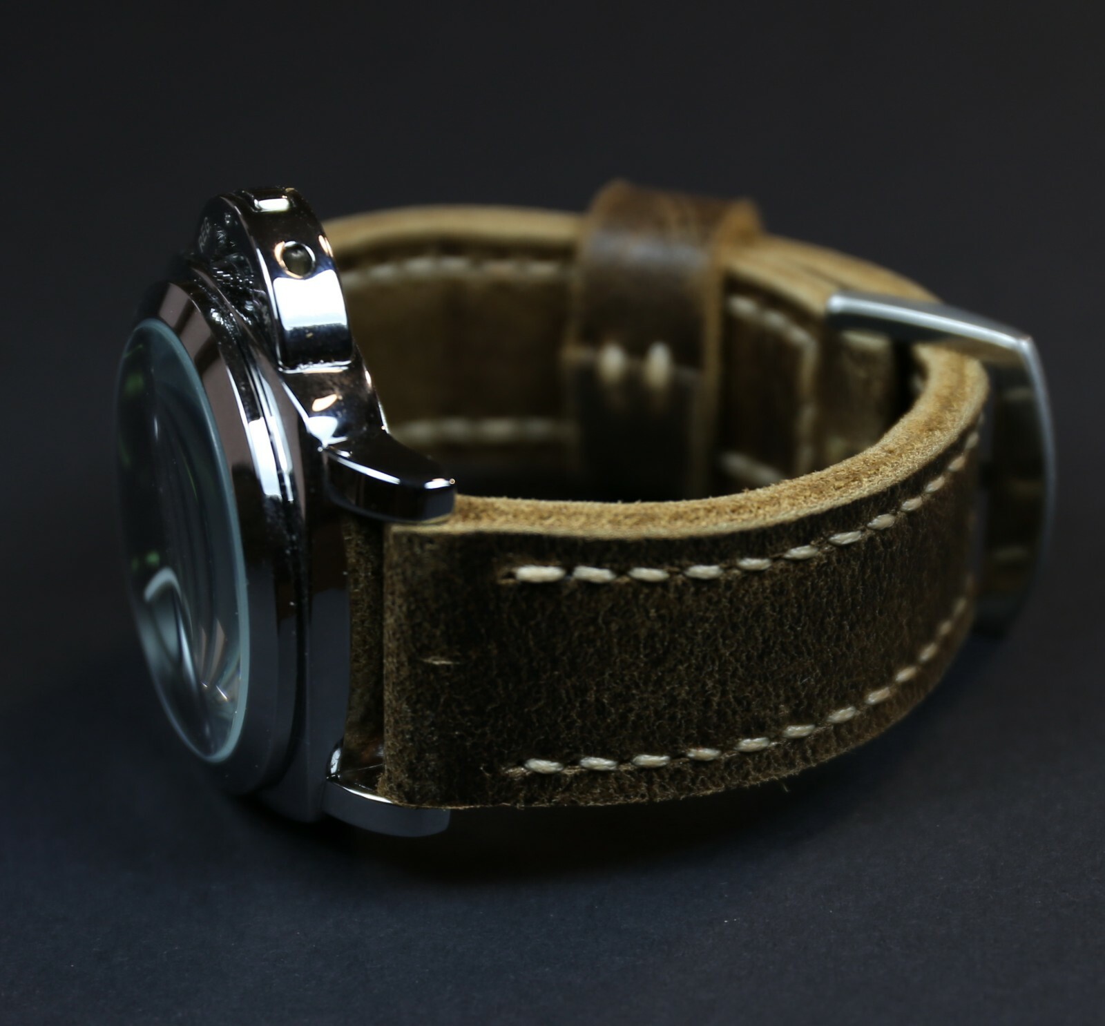 Brown Leather Watch band Soft Thick Distressed for PAM Handmade strap 18 – 26mm