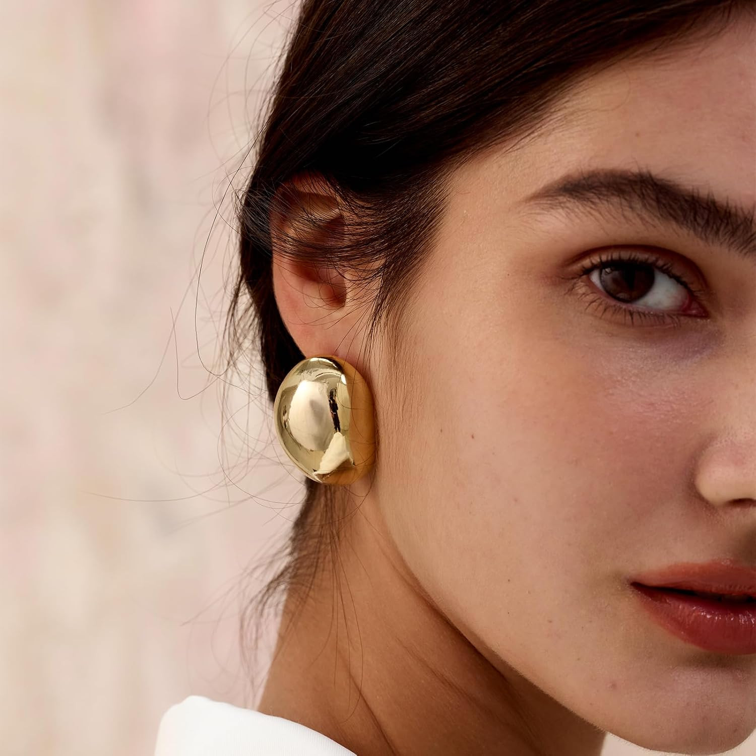 2/3 Pairs Chunky Gold Earrings for Women Trendy, 14K Gold Plated Statement Earri