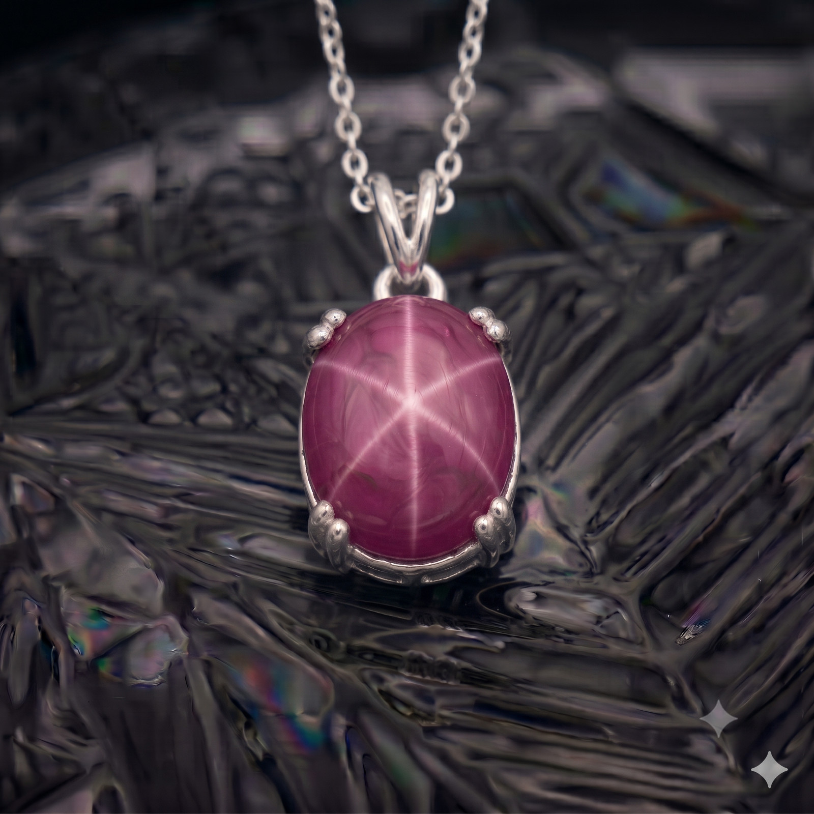 Pink Star Sapphire Pendant 925 Sterling Silver Minimalist Pendant Gift For Her