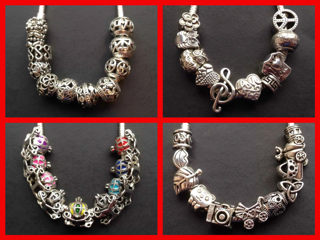 30pcs Mixed Colorful European Bracelet Charms Beads Glass Sliders Spacers Silver