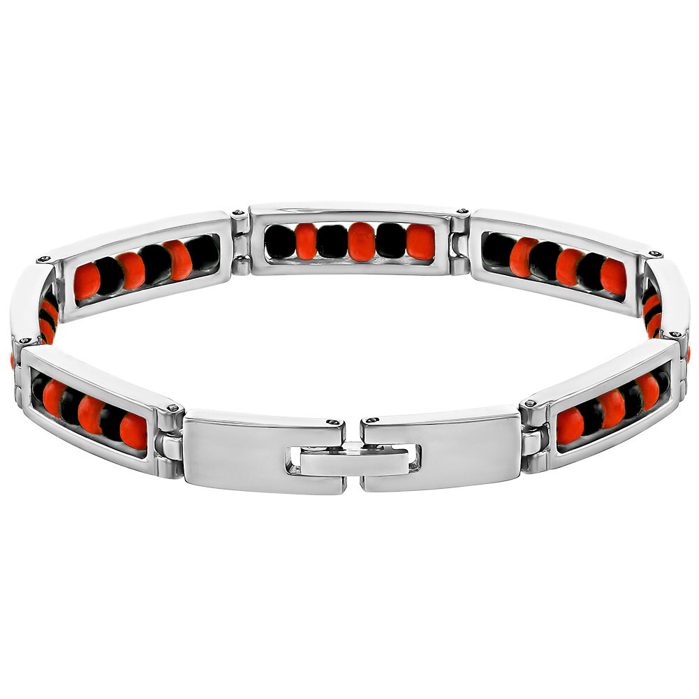 Stainless Steel Link Wristband Evil Eye Protection Beaded Elegua Bracelet