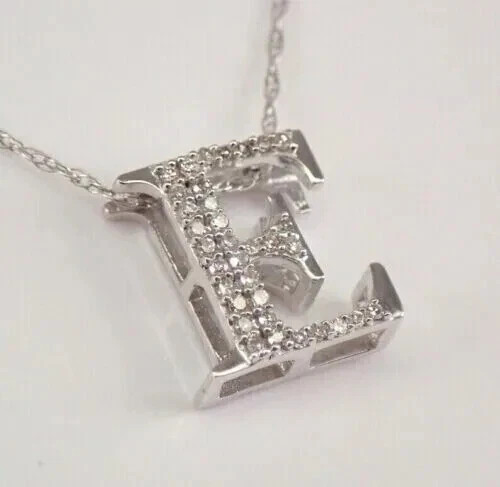 Letter “E” Pendant 0.50 Ct Round Simulated Diamond 14k White Gold Plated