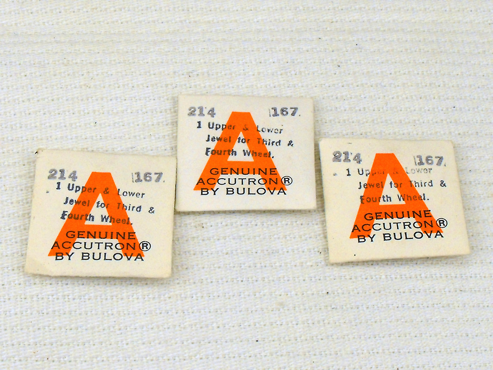NOS Bulova ACCUTRON Model #214 Parts -#167 (3 pcs) Jewels for 3rd & 4rth Wheel