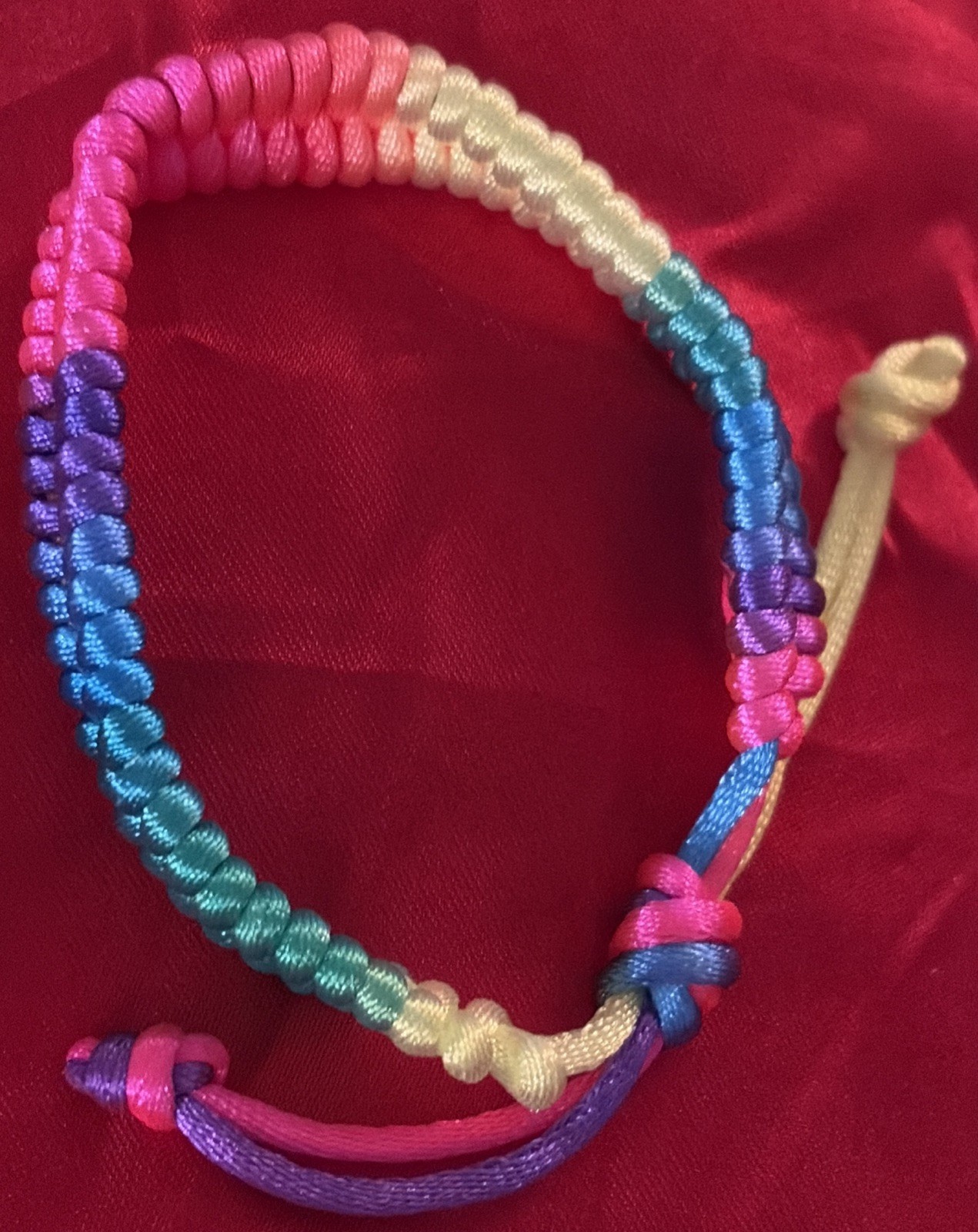 NEW COLORFUL NEON NYLON HERRINGBONE WEAVE FRIENDSHIP BRACELET ADJUSTABLE NIP