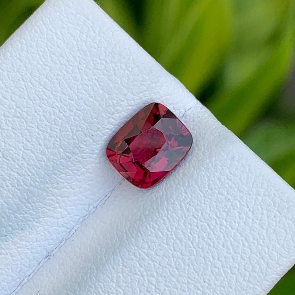 Natural Red Garnet 1.75 Cts Cushion Cut SI Clarity Loose Gemstone Tanzania
