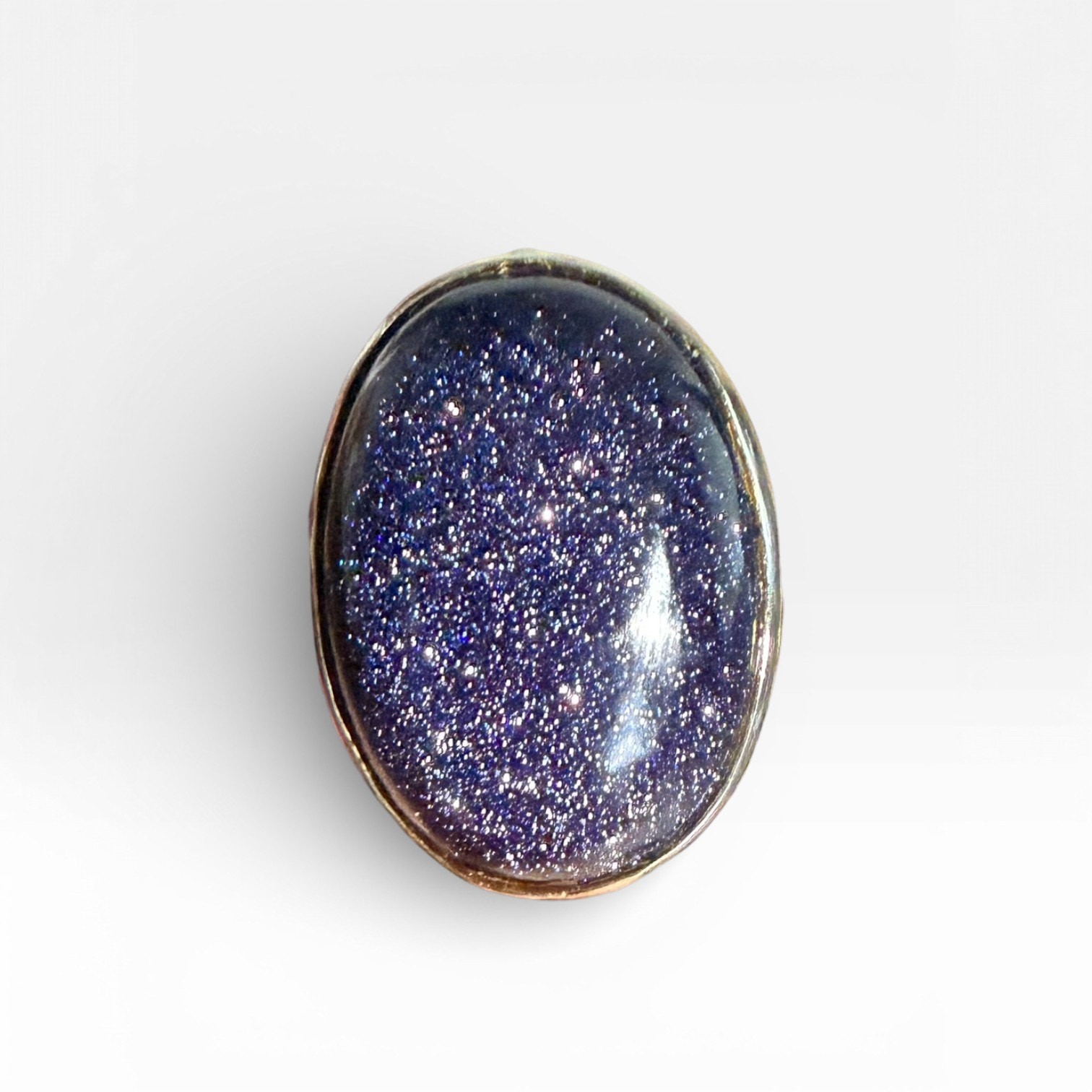 Vintage Sparkly Purple Oval Screwback Clip-On Earrings, Silver Tone Starry Sky