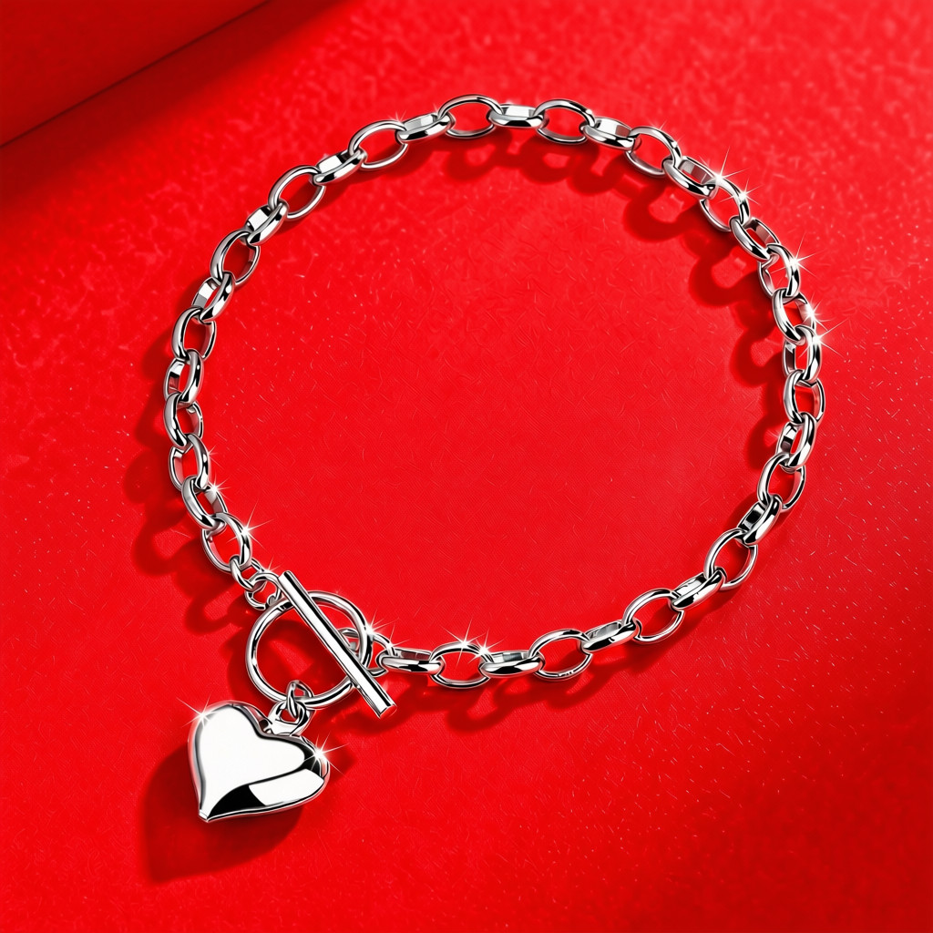 Women Beautiful Heart Charm Bracelet 925 Sterling Silver Girls Jewelry Gift