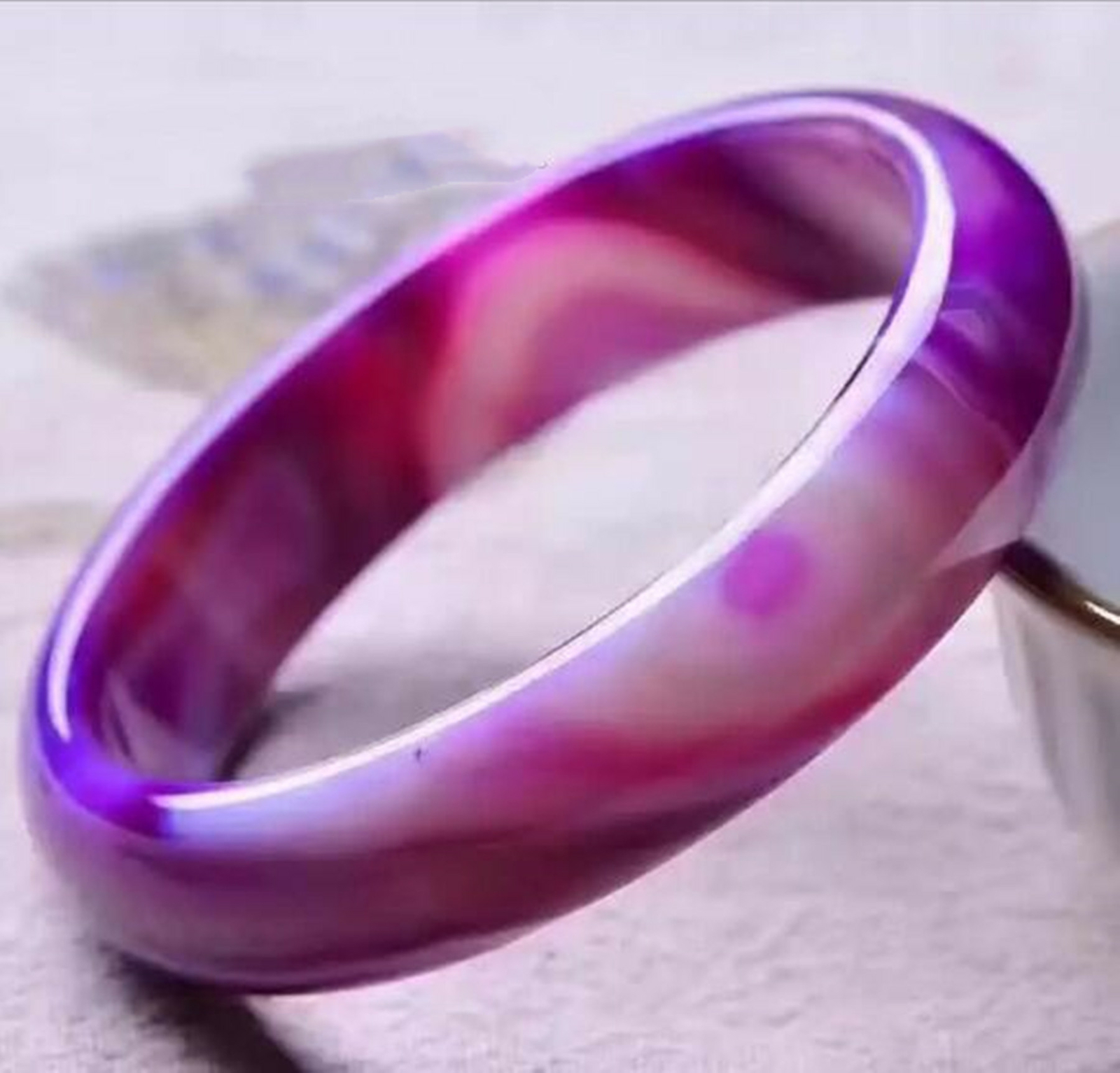 Beautiful Natural Lavender Purple Stripe Agate Gems Bangle Bracelet 56-64mm AAA