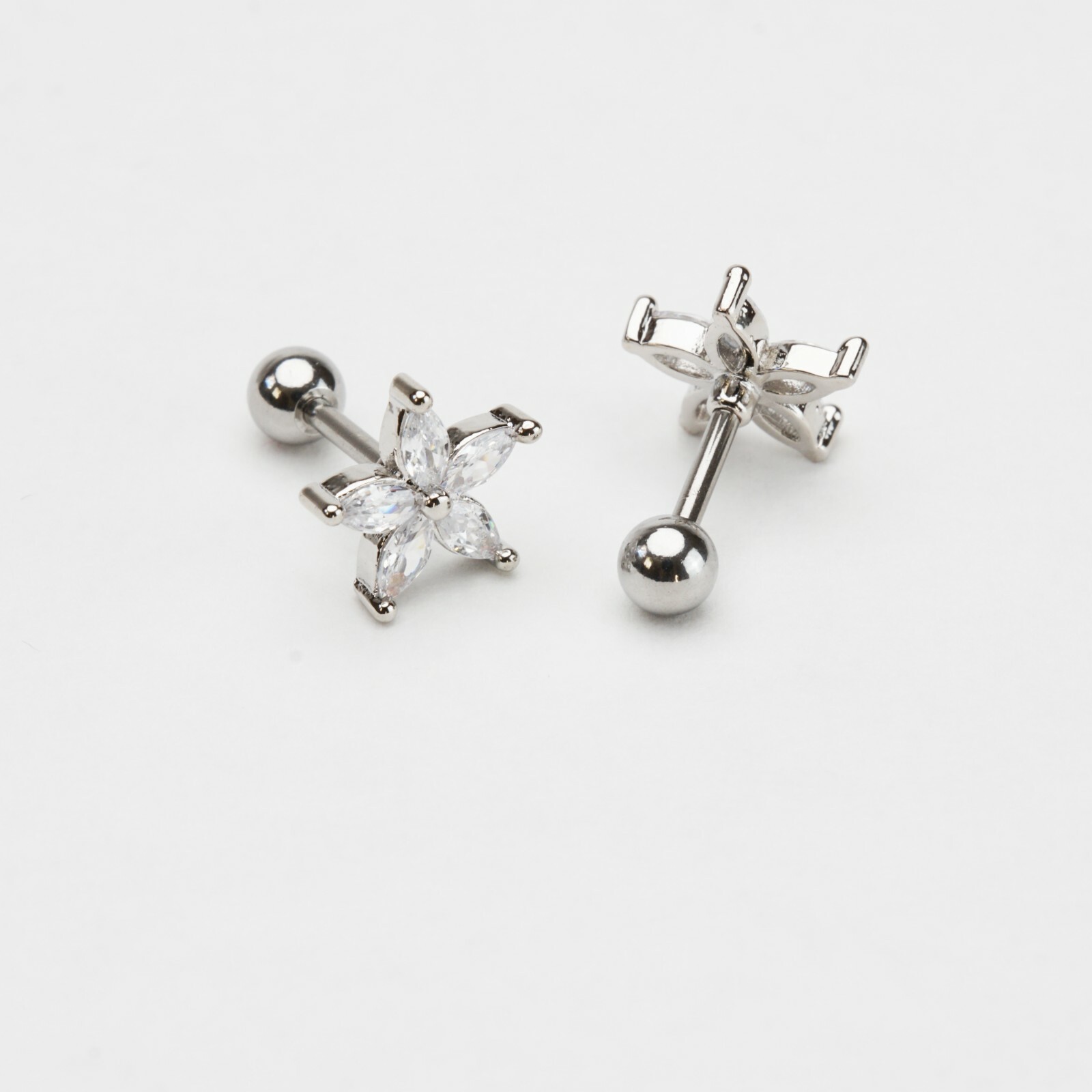 Stainless Steel Clear Silver Gold Star Cubic Zirconia Men Women Stud Earrings