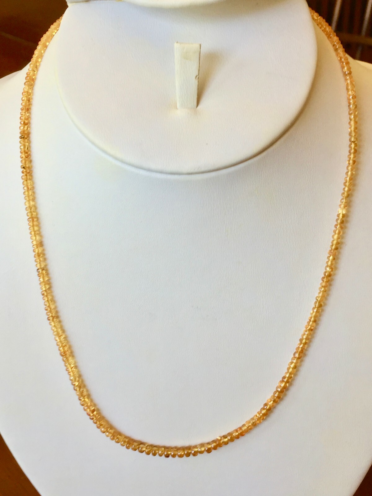 Spessartite Garnet Silver Necklace 16.5″ Rondelle 2.5-3.5mm beads Spessartine