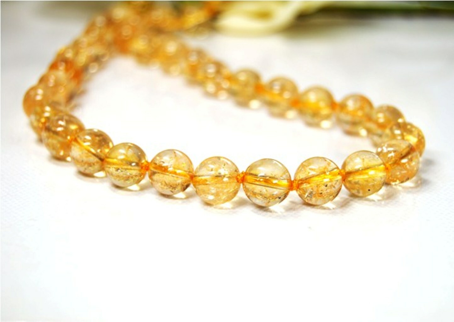 Beautiful Gemstone Citrine Ball Shape Necklace Ø-8mm