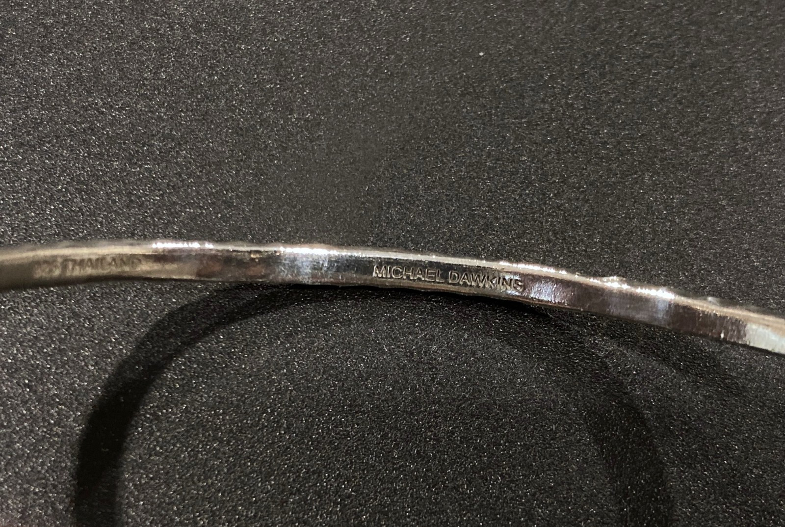 Michael Dawkins Sterling Organic Hammered & Caviar Dot Slip-on Bangle 14.9g S/M
