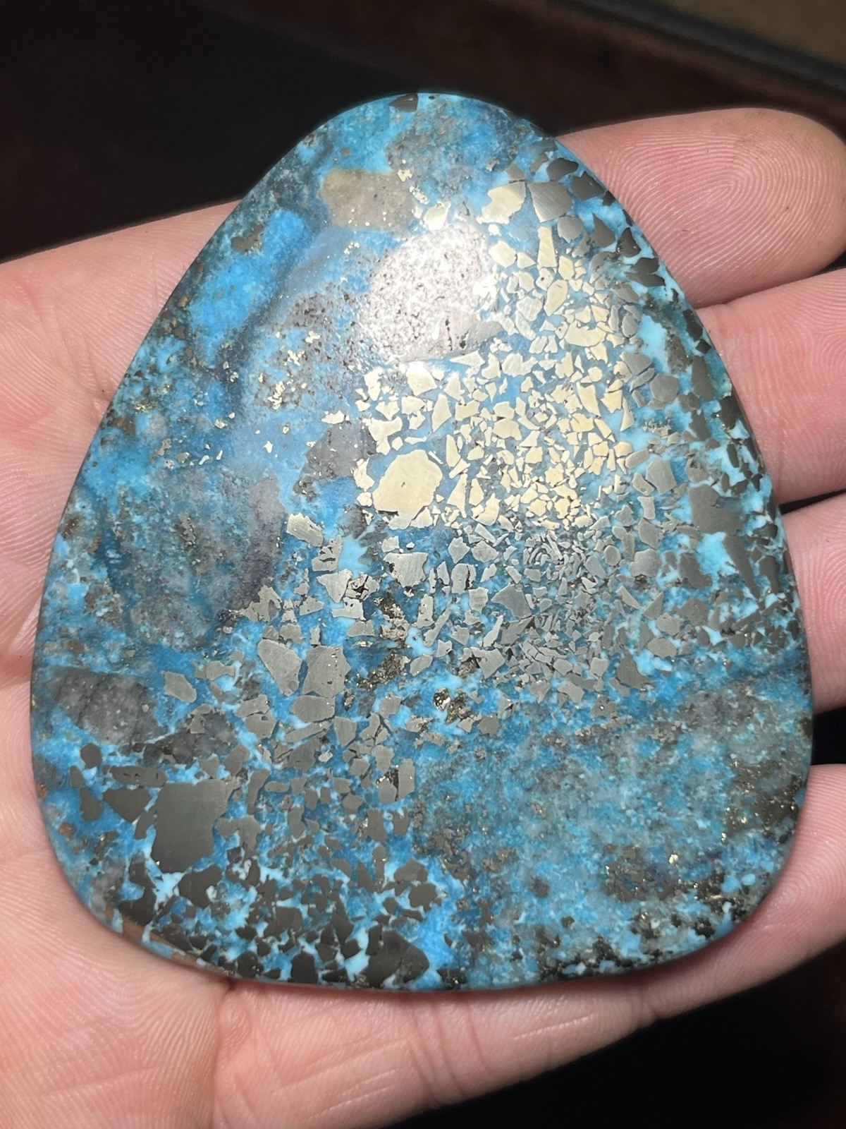 Persian Turquoise w/ Pyrite Cab 346ct Nice Blue Beautiful Large Cabochon