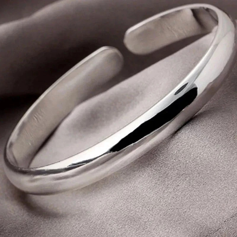 999 Sterling Silver Cuff Bracelet Women Retro Bangles Wedding Jewelry