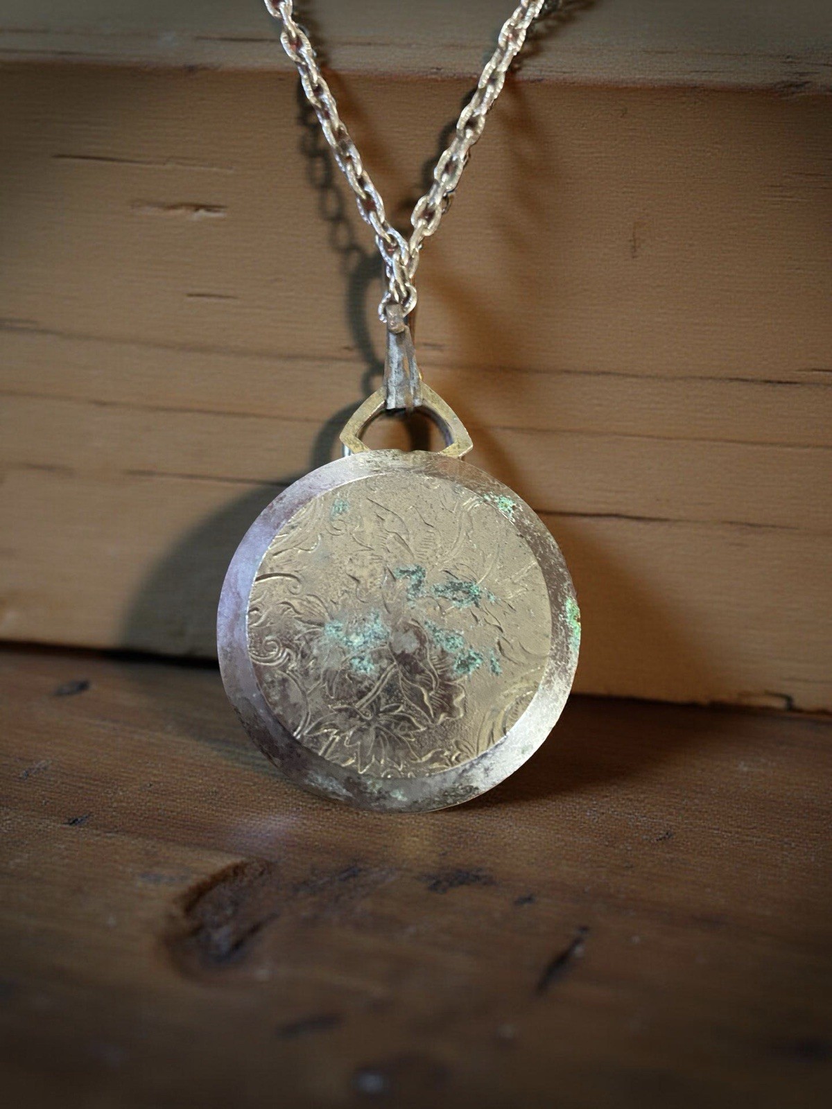 Brass pendant with Virgo zodiac sign illustration