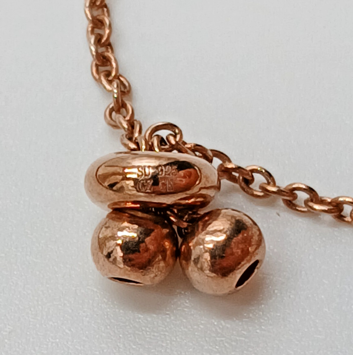 925 SU Slider Bracelet OSFA 9in Sterling Silver Rose Gold Vermeil CZ Bar Dainty