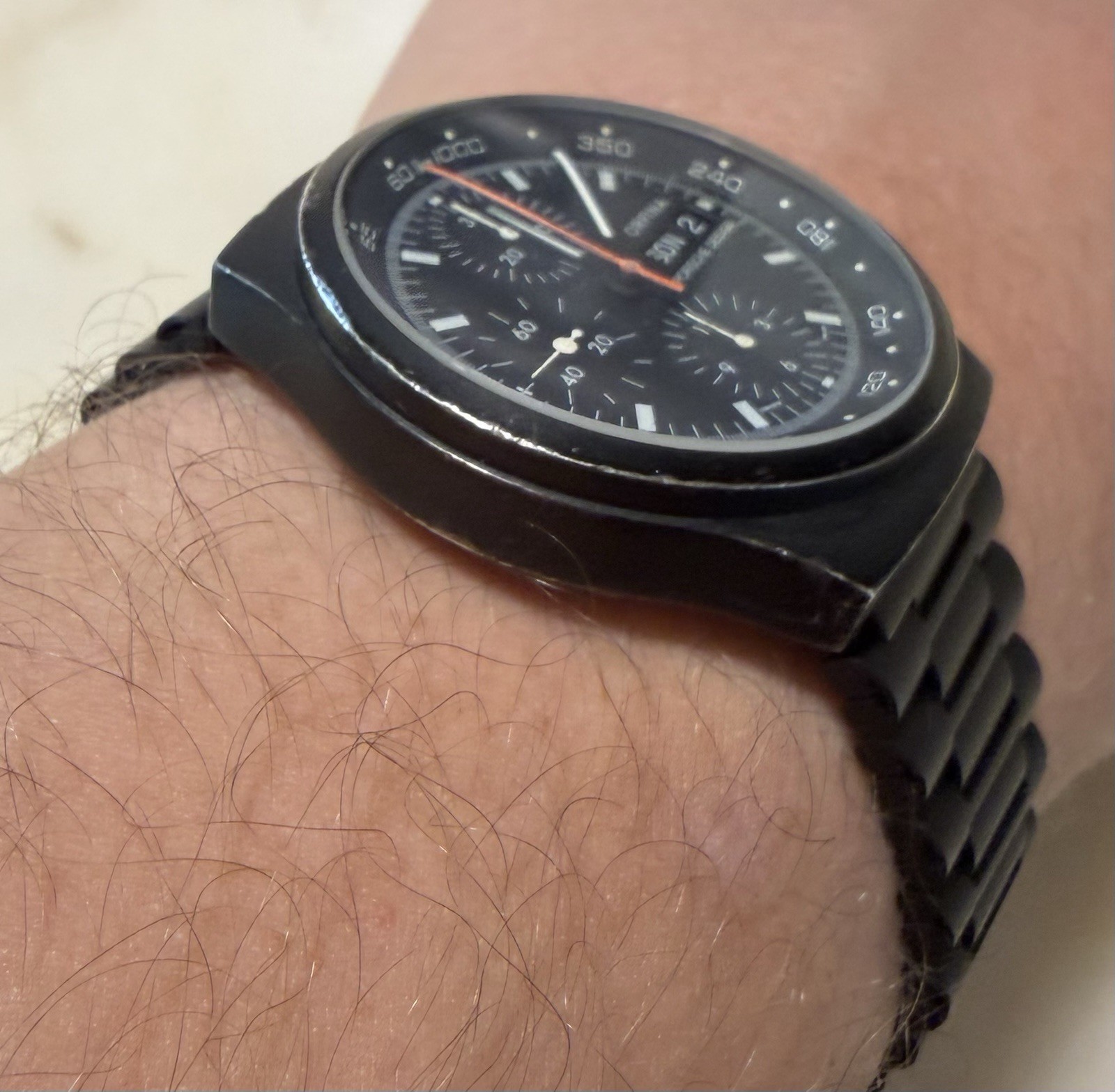 1973 Porsche Design Orfina Chronograph 1 PVD Valjoux 7750 Mark I Dial Watch