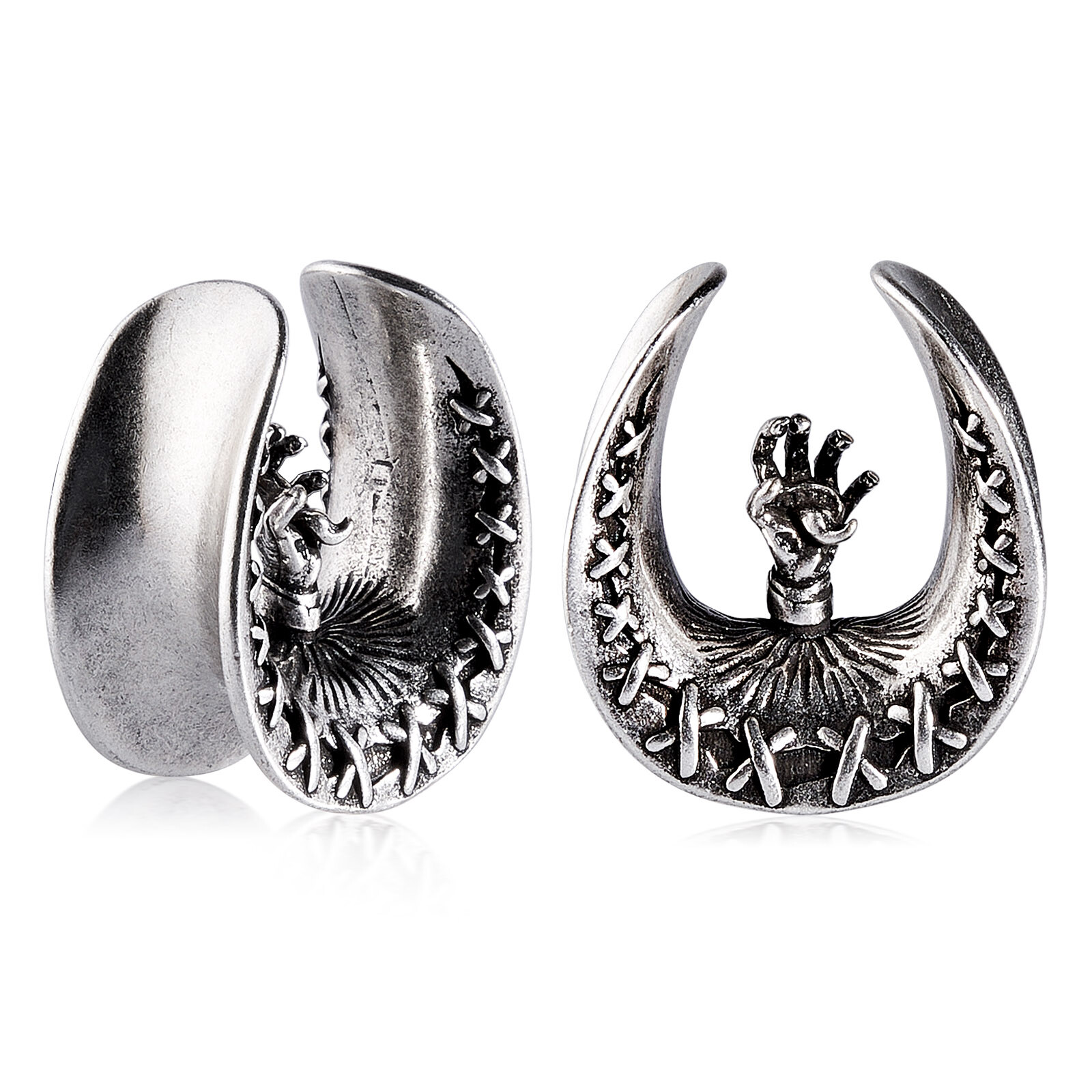 2pcs Hollow Stainless Steel Ear Plugs Tunnels Saddle Ear Gauges Spreader Earring
