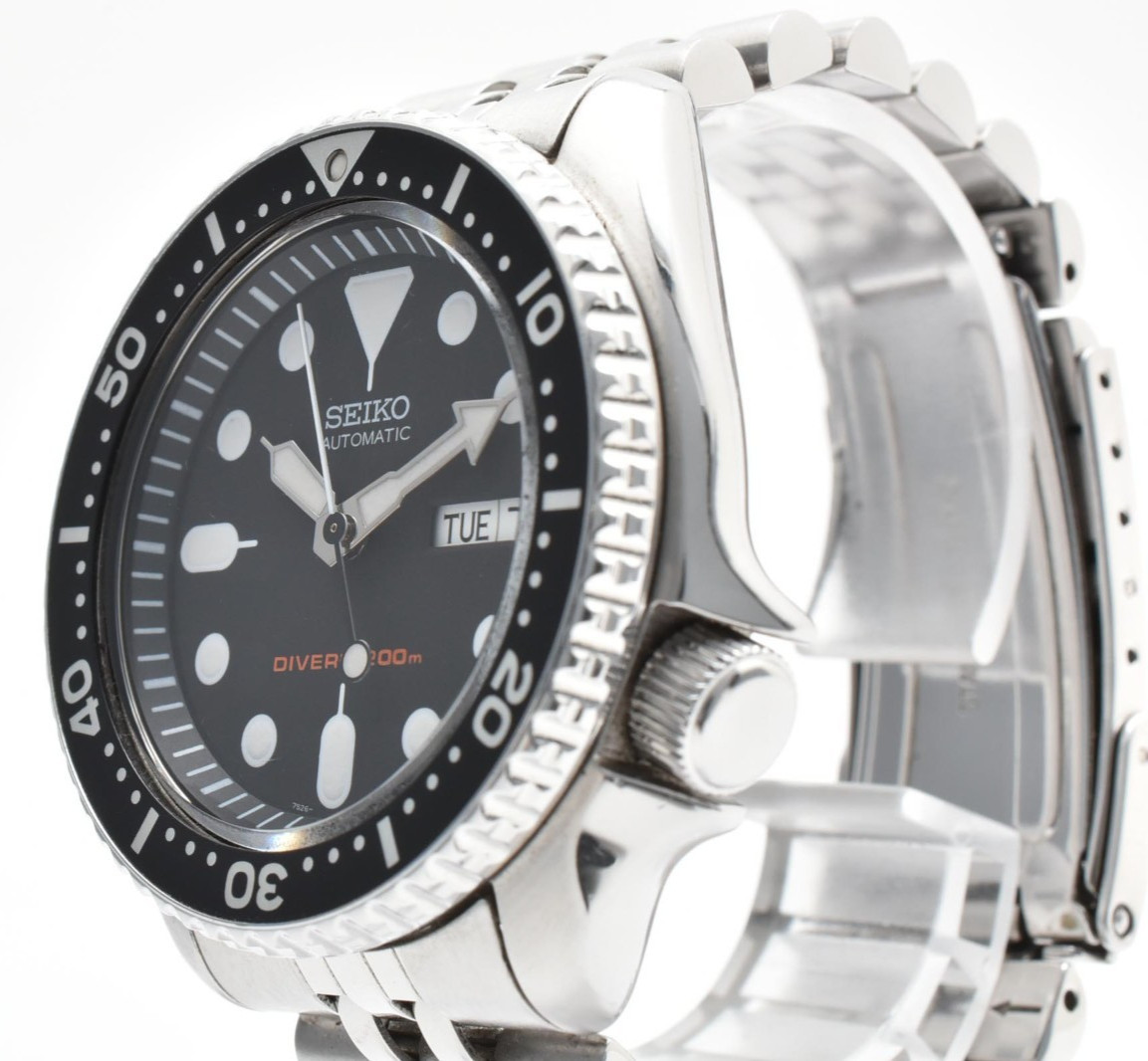 【Near MINT】 SEIKO 7S26-0020 SKX007 Black Diver’s Automatic Mens Watch From JAPAN