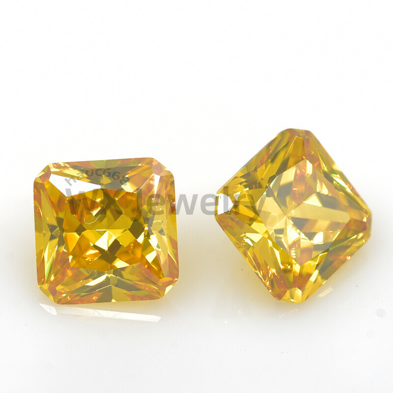 50pcs 3×3-12x12mm Golden Yellow Octangle Loose Cubic Zirconia Synthetic Gems