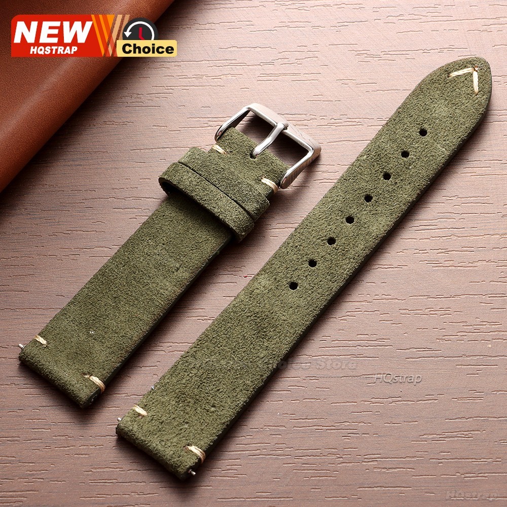 18 19 20 21 22 MM Soft Suede Leather Vintage Strap Watch Band Quick Release
